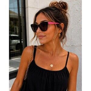 SURGE Sunglasses Summer Oversized Cat Eye Neon Festival Pink Black Fashion NEW